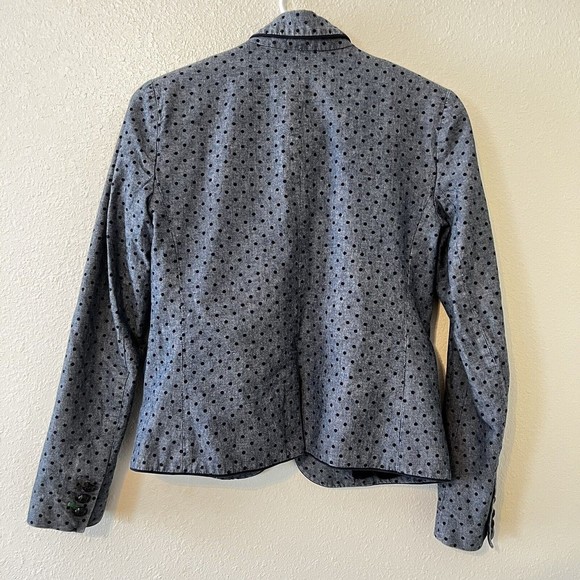 GAP Academy Blazer Jacket Size 0 Blue Polka Dot Chambray Casual Preppy Boho - Picture 3 of 14